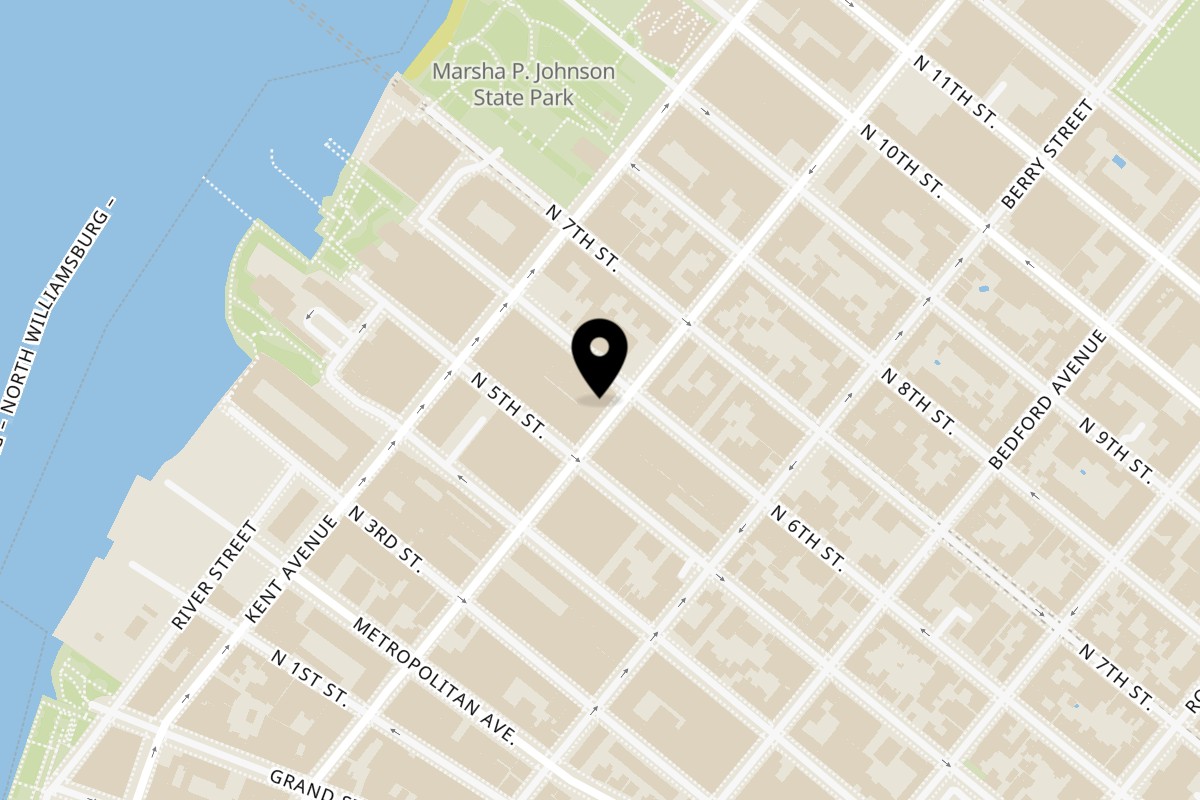 Map showing the location of Nem's Japandi Bistro on 80 N 6th St in Brooklyn